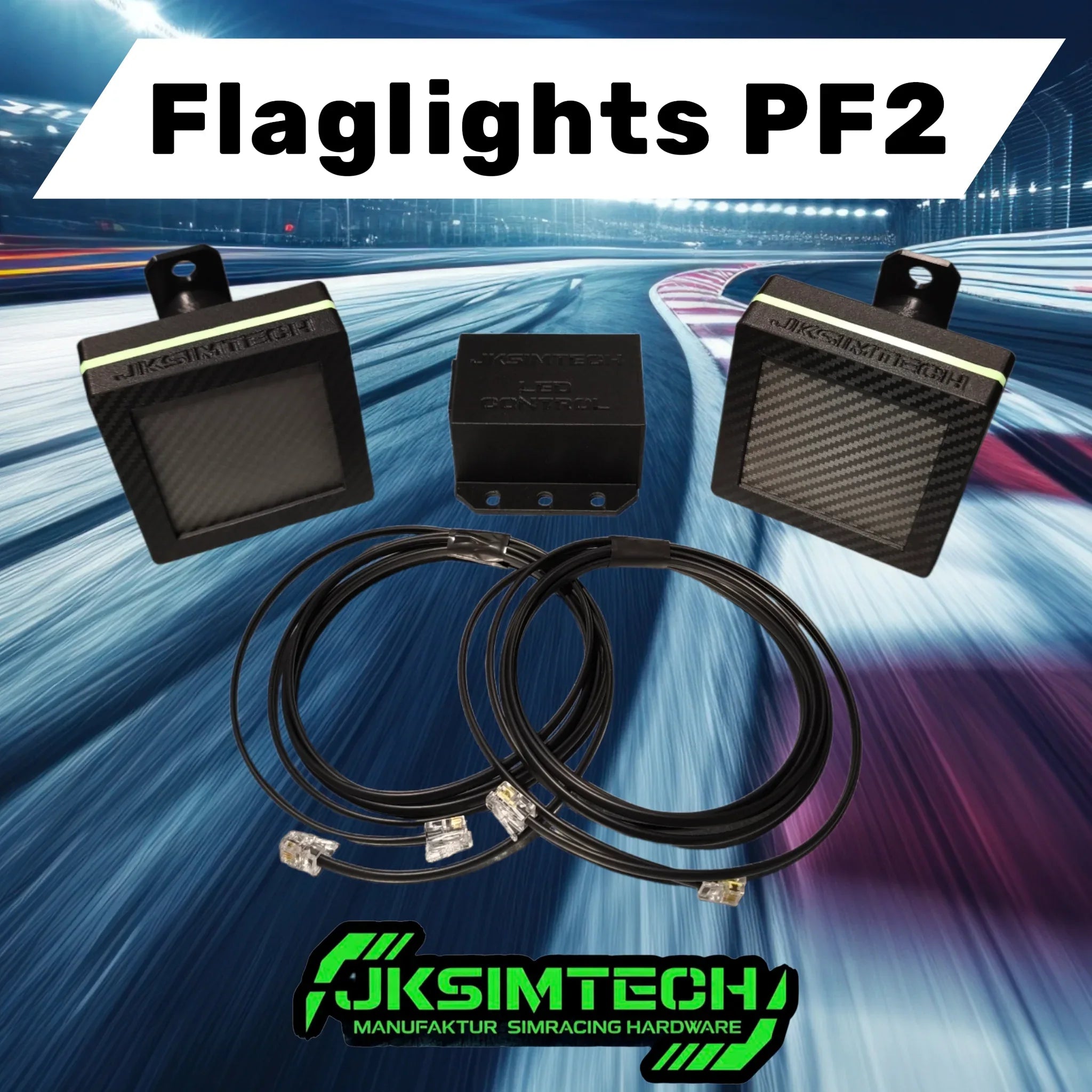 ProFlag 2 LED Flaglights Simracing Setup mit grüner gelber und blauer Flagge und vielem mehr